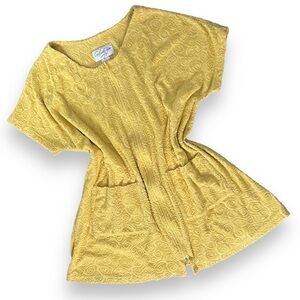 Vintage Yellow Cover Up Towel Zip Up Mini Dress